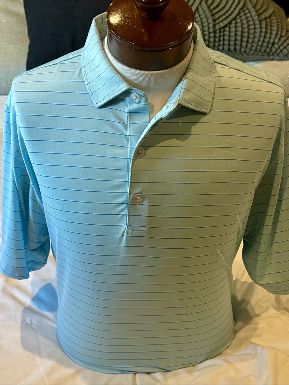 FootJoy Light Blue Striped Men's Polo Golf Shirt